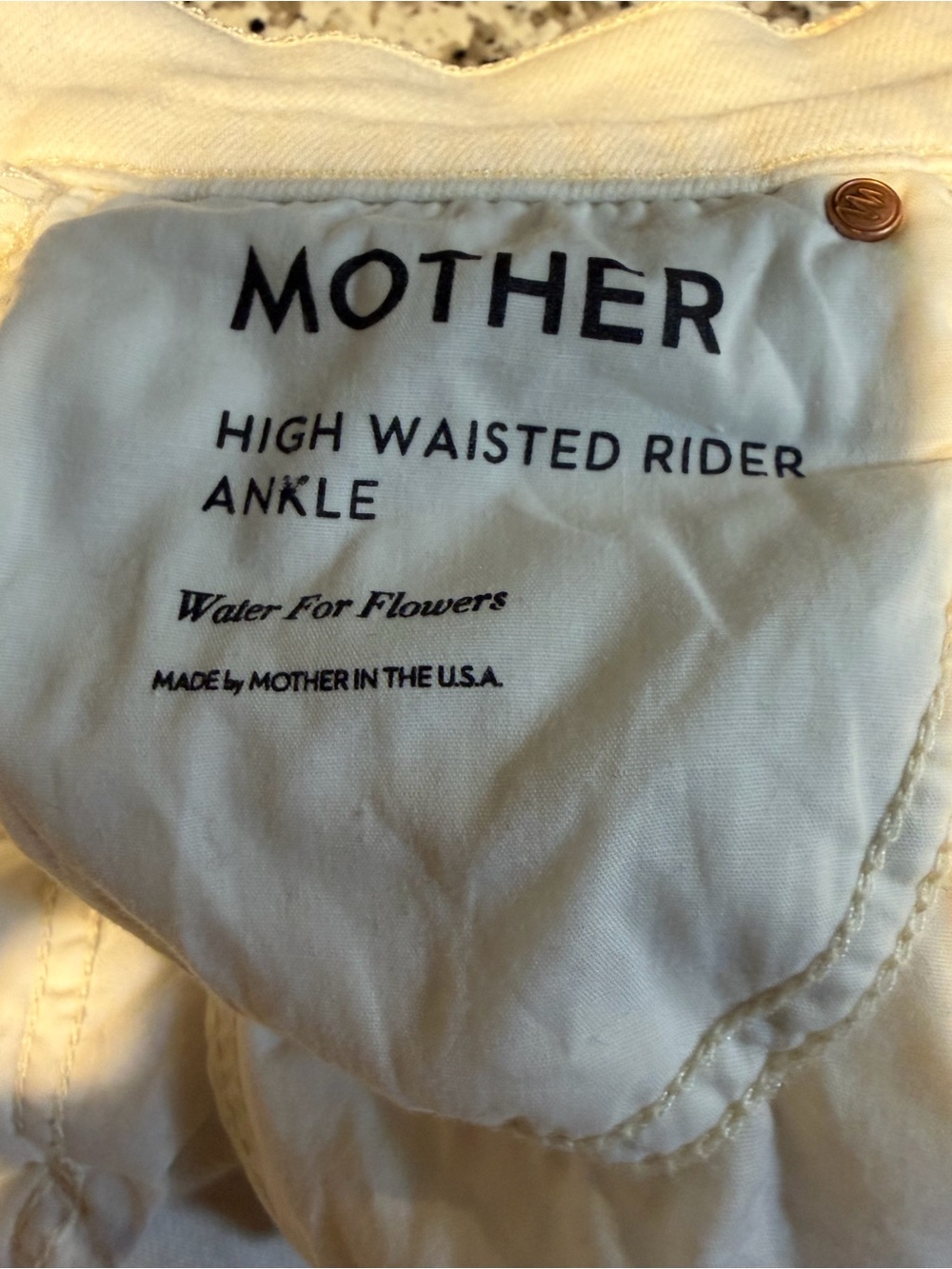 Mother White Floral Sunflower High-Rise Jeans water for flowers sz 23 - Picture 7 of 10